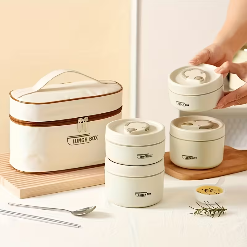 4PCs Stainless Steel Heat Insulated Boxes